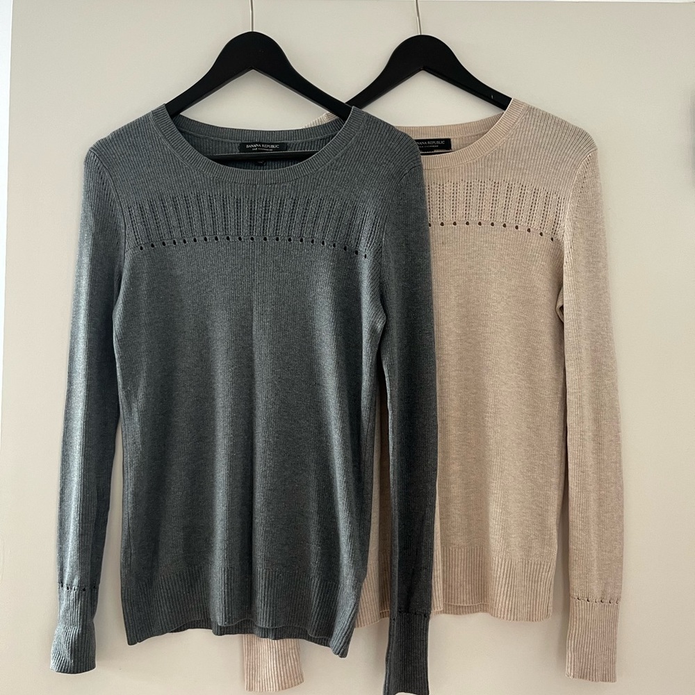 TWO Banana Republic women silk cashmere sweaters in size Small